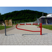 Swiveling gates | for casting in concrete, hot-dip galvanized and red coated with white reflecting stripes | total width: 2000 mm | for padlock